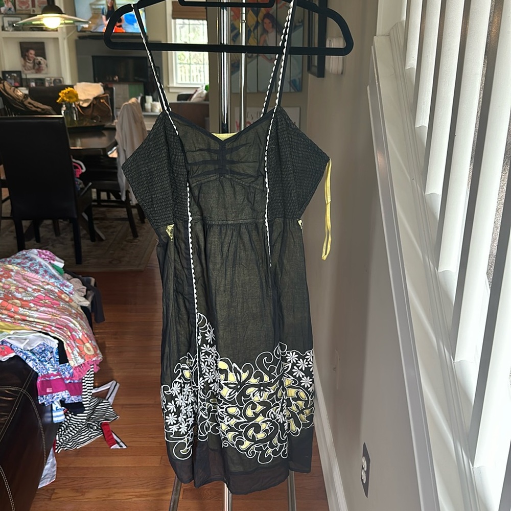 Black and Yellow Spaghetti Strapped Dress